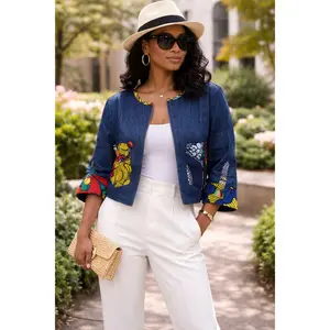 Denim Jacket with Ankara Patchwork