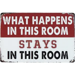 What Happens In This Room Stays In This Room Metal Decor Antique Decorations Knowledge Kitchen For Home Happiness Tin Signs Room Signs Man Cave Wall Decor 8 x 12