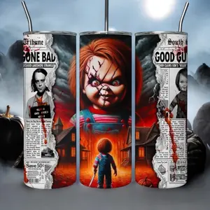 Horror Tumbler - Gift- Stainless Steel - 20oz - Perfect for Your Drinks - Bottle, Drinkware Coffee Water Bottles Beverage  Mug Reusable Washable Cup Bottled Flasks tumblers Halloween Portable tumblr