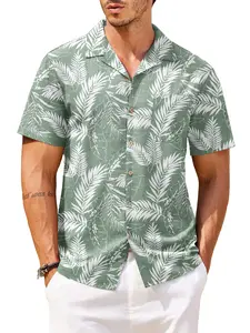 New York Fashion Week Men's Cotton Linen Tropical Holiday Beach Shirt Classic Floral Menswear Top Overall Collar Casual Shortsleeve