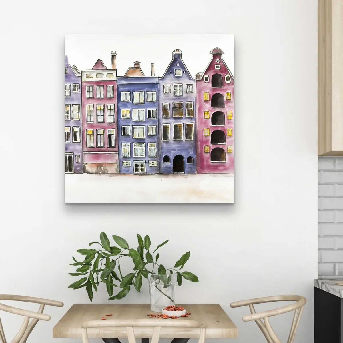 212 MAIN 32x32 in. High-Def Historic Amsterdam Houses Artistic Wall Art Photo Print, Living Room Home Decoration, Gift-Worthy Posters & Prints