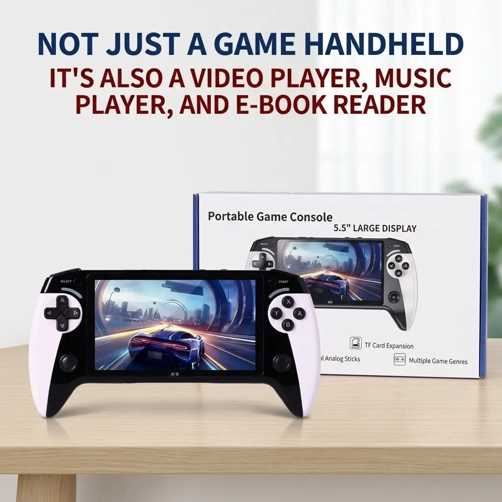 X9 Classic Handheld Game Console, Portable Compact Enhanced-Performance Device with 5.5-Inch HD Screen, Supports 8 Retro Emulators, Ideal for Nostalgic Gamers, Handheld Gaming Console
