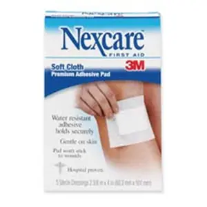 3M  Adhesive Gauze Pad- Hypoallergenic- 2-.38in.x3in.- 3-Ply- 5-PK