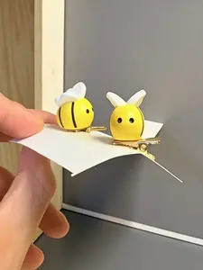 2 Cute Cartoon Bee Hair Clips, Resin Material, Suitable for Various Hairstyles and Occasions, Perfect Accessory for Everyday Use