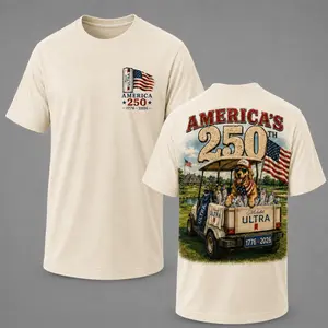 America's 250th Michelob Ultra Golf Cart Dog T-Shirt, Patriotic Beer Lover Tee, 4th of July Graphic Shirt, USA 1776-2026 Double Sided Comfort Colors Tee
