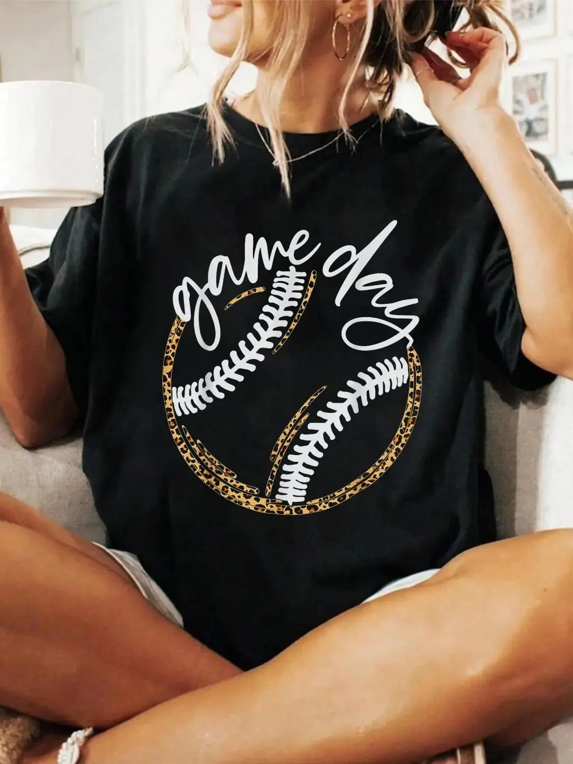 Game Day Baseball and Softball Life Casual Cotton T-Shirt for Women with Short Sleeves and Crew Neck Designed for Spring and Summer Comfort