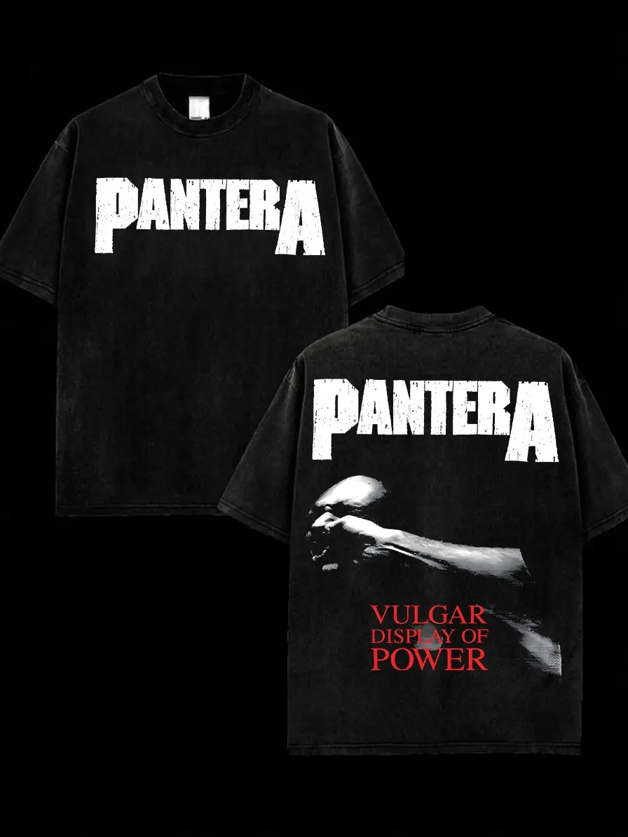 [MetalStyle] Pantera Vulgar Display of Power Retro Unisex 100% Heavyweight Cotton T-Shirt – 90s Records Rock Cotton Tee, Groove Metal Rock Band Shirt, Oversized Vintage Tee, Heavy Metal Merch, Gift for Rock Fans