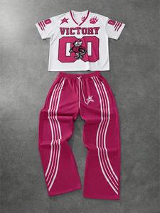 women's letter & tiger striped print tee & pants two-piece set, casual round neck short sleeve t-shirt & trousers for summer, ladies clothes for daily wear, suits