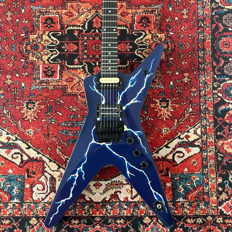 6 Strings Dimebag MLStyle  Electric Guitar Blue Lightning Floydrose Vibrato