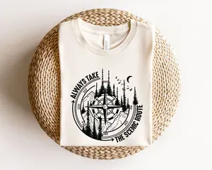 Always Take The Scenic Route Shirt, Adventure Camping Tee, Mountain Nature Shirt, Outdoors Hiking Graphic Tee, Travel Lover Gift