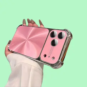 Aurora CD Pattern Soft TPU Phone Case with Large Window, Shockproof Protection, Stylish Secure Grip & Screen Protector for iPhone 17 Pro Max, 16, 15, 14, 13 – Customized Mobile Phone Accessories (Pink)