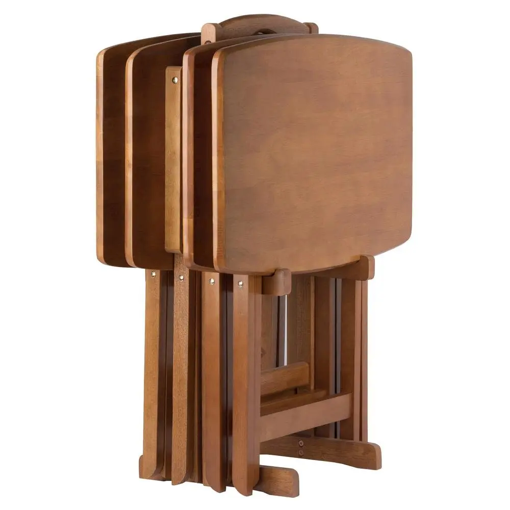 Oversized Modern Solid Wood Teak Tray Tables - Lightweight, Stable Rectangular Foldable Indoor Furniture Table with Stand, Space Saving Furniture for Casual Dining, Dorms
