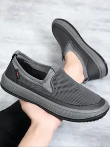 Men's Breathable Mesh Fabric Sneakers, Comfortable Soft Sole Lightweight Casual Shoes, Plain Color Fashion Trendy Footwear for Daily Wear, Trendy Walking Sneaker