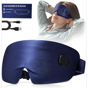 3C9-PDT31  Heated Eye Mask for Dry Eyes - Silk Cordless Warm Eye Compress Moist Heat, FSA Eligible, Eye Heating Pad for Stye Treatment, Tired Eyes, Sleep, Travel, Washable, Rechargeable, Blue