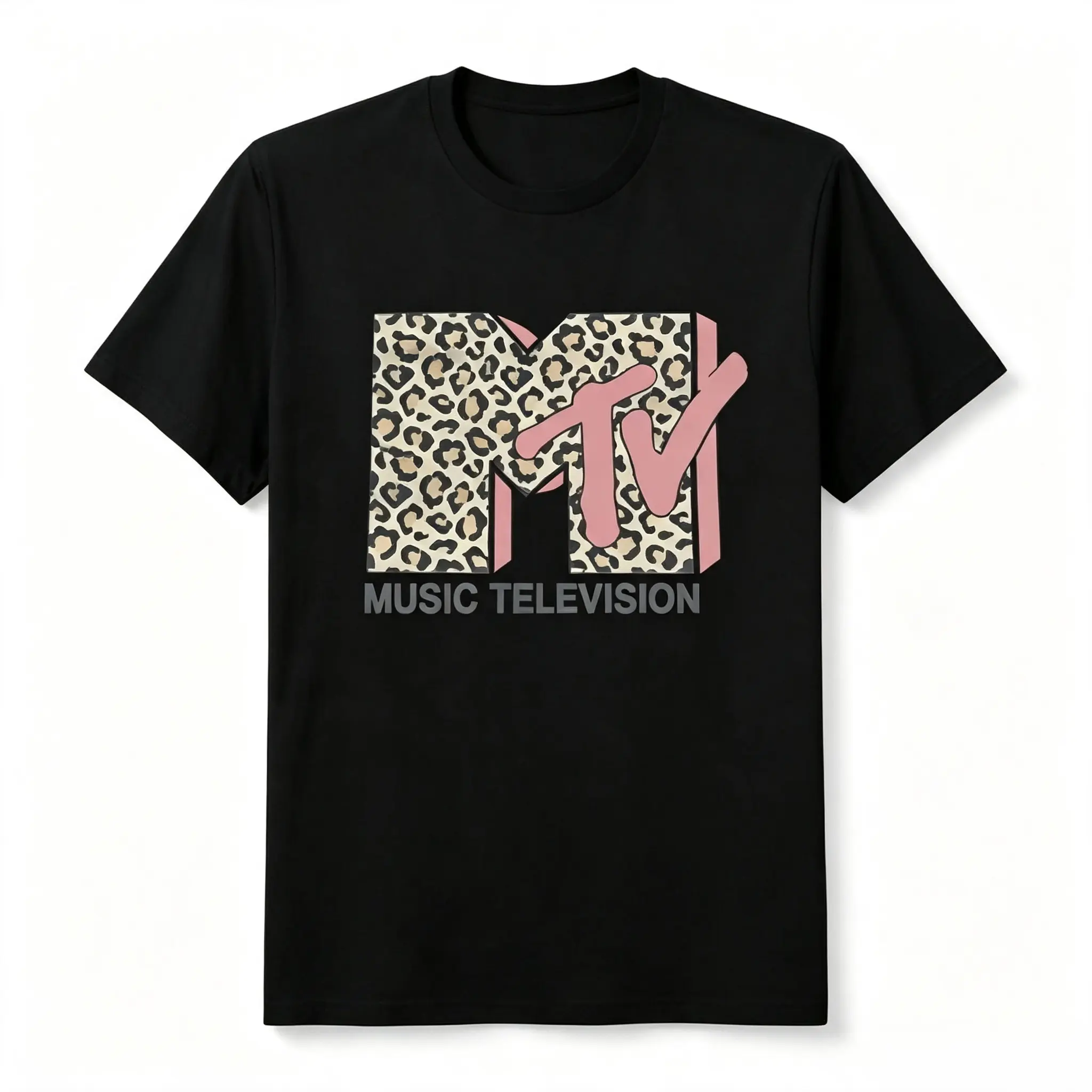 Women's Leopard Print Round Neck Cotton Graphic Tee - Vintage Fashion Garment, Short Sleeve Fitted Everyday Streetwear Top for Ladies' Summer Daily Wear (Soft Fabric)