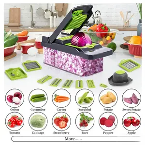 ensalada deco di to con jam Vegetable , Food Chopper, Pro 12 in1 Multifunctional Onion/Veggie Chopper With Container, Vegetable Dicer Cutter,Mandoline Slicer,Salad,Garlic Chopper (12 in1)