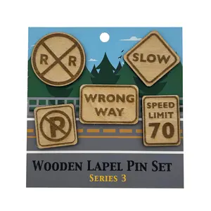 S3 - 2026 - Road Signs - Wooden Pin Set of 5 - With Magnets