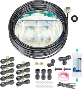 Misters for Outside Patio 26FT, Misting System with Filter, 9 Brass Misting Nozzles,Patio Misters for Cooling Outdoor, DIY Installation for Backyard, Greenhouse, Trampoline and Canopy