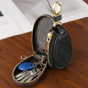 PU Leather Keychain Wallet, Portable Zipper Car Key Holder, Key Fob Protector, Key Fob Cover, Key Covers For Car Keys, Unisex Plain Color Key Bag, Mini Coin Organizer, Suitable for Men and Women