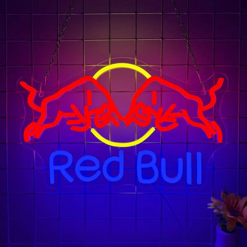 Bull Neon Light Adjustable Brightness LED Wall Art Decor Lamp, USB Powered Dimmable LED Sign for Business Bars Shops Bedrooms Christmas Birthday Gifts