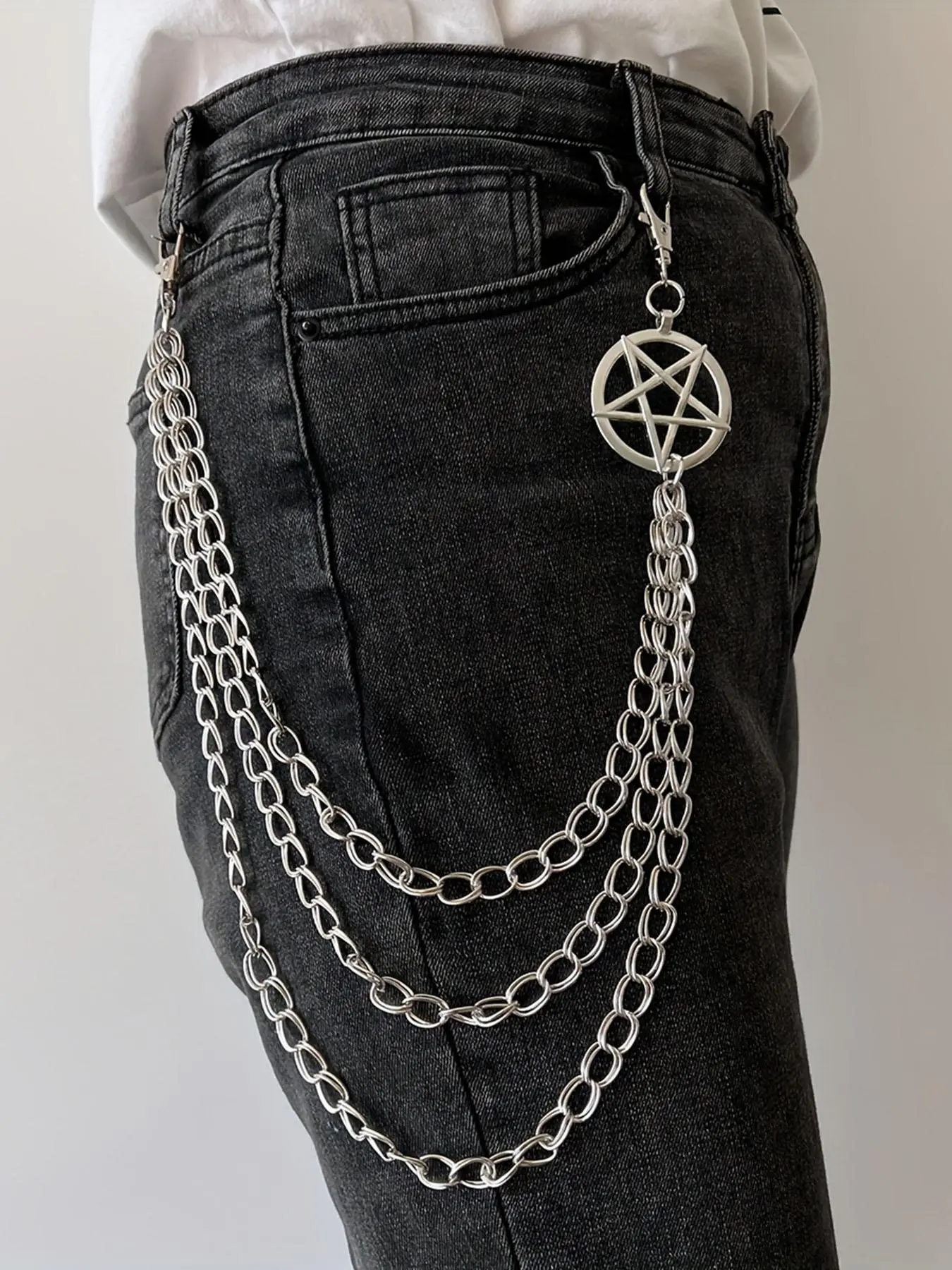 Punk Style Star & Chain Design Chain Belt, Fashionable Clothes Accessories for Men & Women, Trendy Accessories for Party and Daily Life, Star Decorated Alt Belt