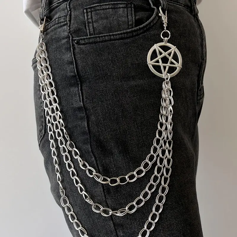 Punk Style Star & Chain Design Chain Belt, Cool Belts, Fashionable Clothes Accessories for Men & Women, Trendy Accessories for Party and Daily Life, Star Decorated