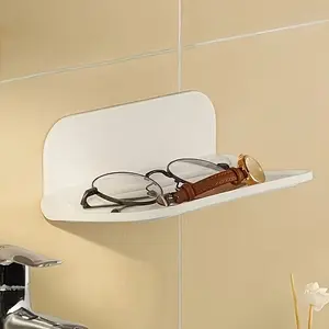 1pc No-Drill Wall-Mounted Folding Rack, Plastic Foldable Storage Shelf, Ideal for Bathroom Kitchen Bedroom Office Accessories