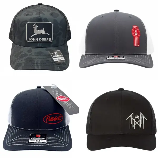 Richardson 112 Trucker Hat Collection | Peterbilt, Kenworth, Sleep Token & John Deere Patch Hats | Mesh Snapback Cap for Men