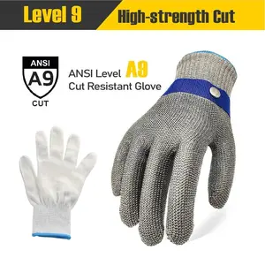 1 PCS Grade 9 Stainless Steel Cut-Resistant Glove with Nylon Liner, Adjustable Hook and Loop, Essential Kitchen Hand Protection for Chefs, Protective Work Gloves