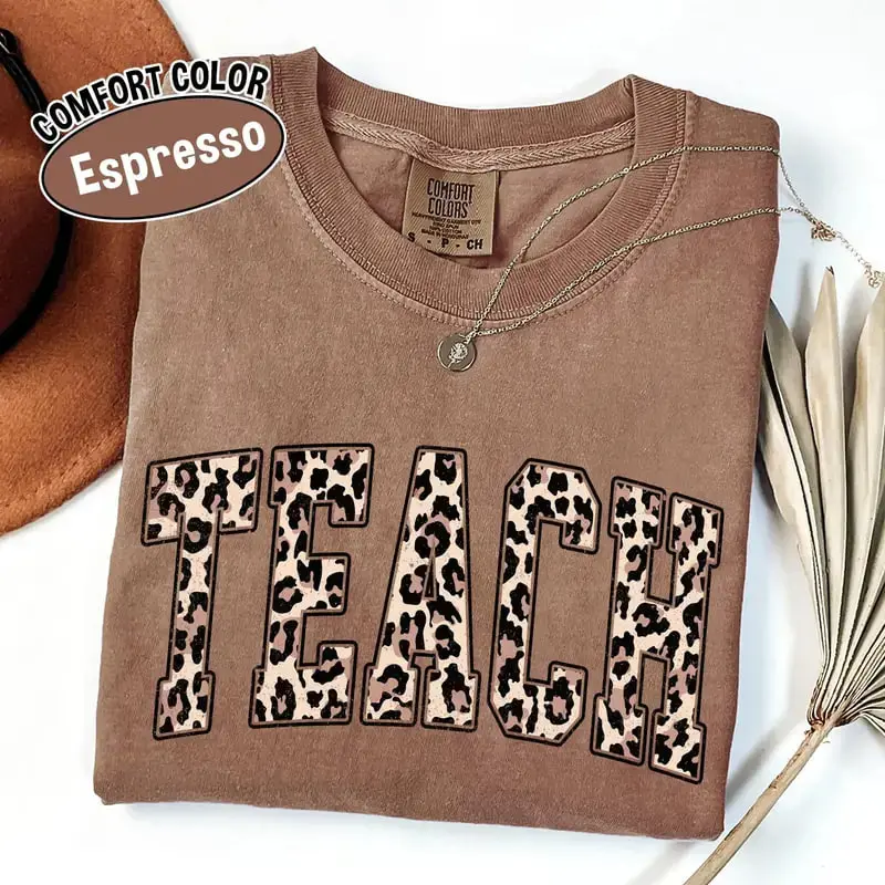 Comfort Colors Leopard Teacher Shirt, Teacher Shirt, Teacher Life Shirt, Teacher Tee, Teacher, School Shirt - TrendWear USA
