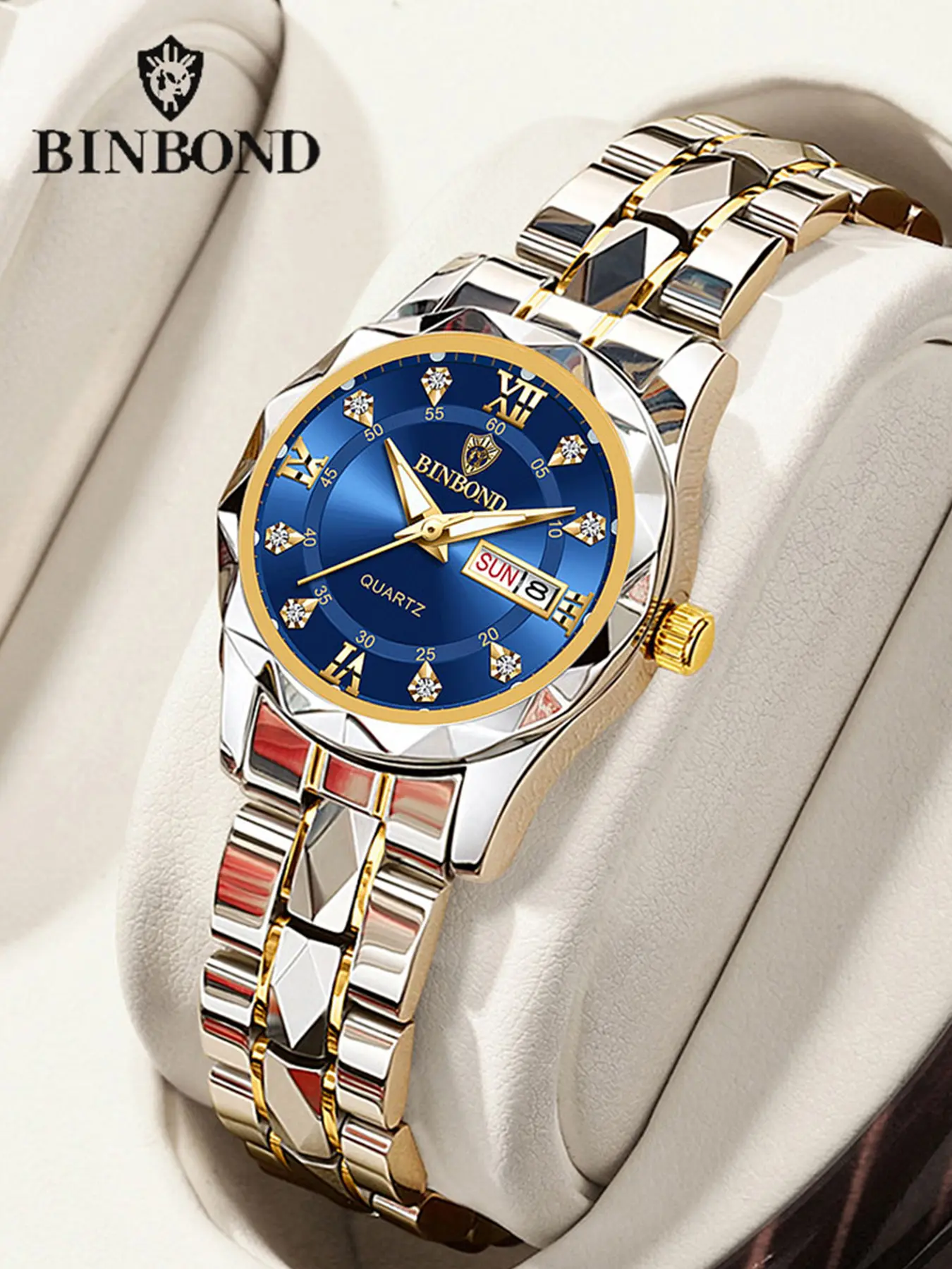 Binbond B2521 Luxury Business Women's Quartz Watch, Waterproof Analog Round Dial, Butterfly Buckle, All Seasons Fashion, Modern Waterproof Watch, Elegant Quartz Watch, Modern Fashionable Wristwatch, Exquisite Watch, Fashion Watches