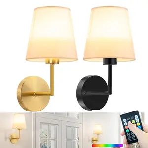 Wireless Wall Lamp, RGB Rechargeable LED Bulb, Dimmable with Remote Control, For Bedroom, Living Room, Backdrop Wall, Corridor, Sink, Party, Indoor Decoration Lighting Atmosphere Lamp