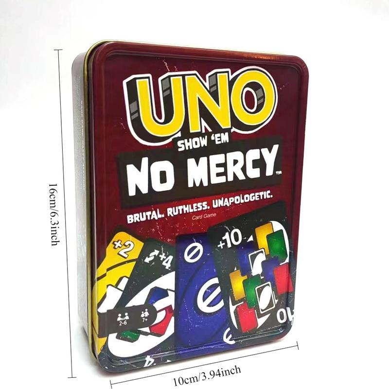 New Iron Box Uno Game Board Card Game, Party Cards Game, Family Gathering Entertainment, Family Fun Game, Uno Card Toy for Kids, Birthday Christmas Gift