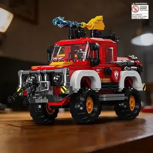 502pcs Off-Road Vehicle Building Blocks Set, Fire Truck Model Kit to Enhance Hands-On Skills, Ideal Christmas Birthday Gift for Ages 6+