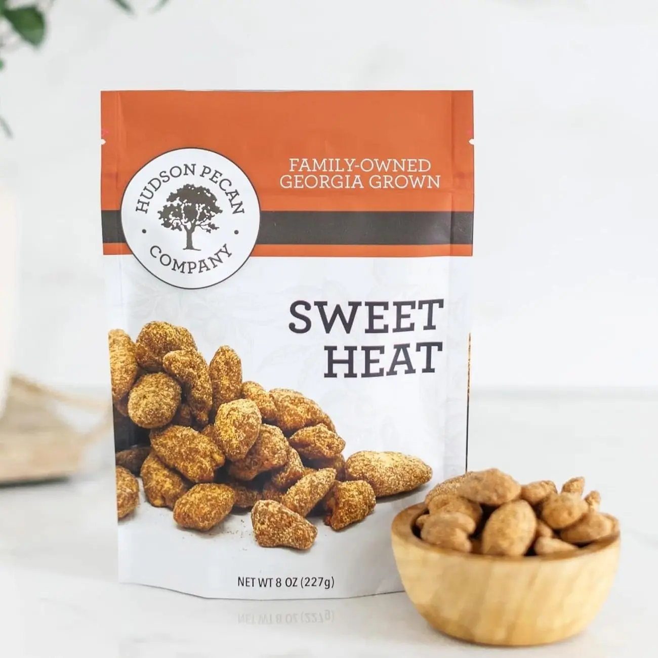 HUDSON PECAN COMPANY: Sweet Heat Georgia Pecans | Perfectly Balanced Roasted Sweet Flavor with a Little Kick (Heart Healthy Gourmet Candied Nut Snack, Great for Salads or Snacking), 8 oz Resealable Pouch