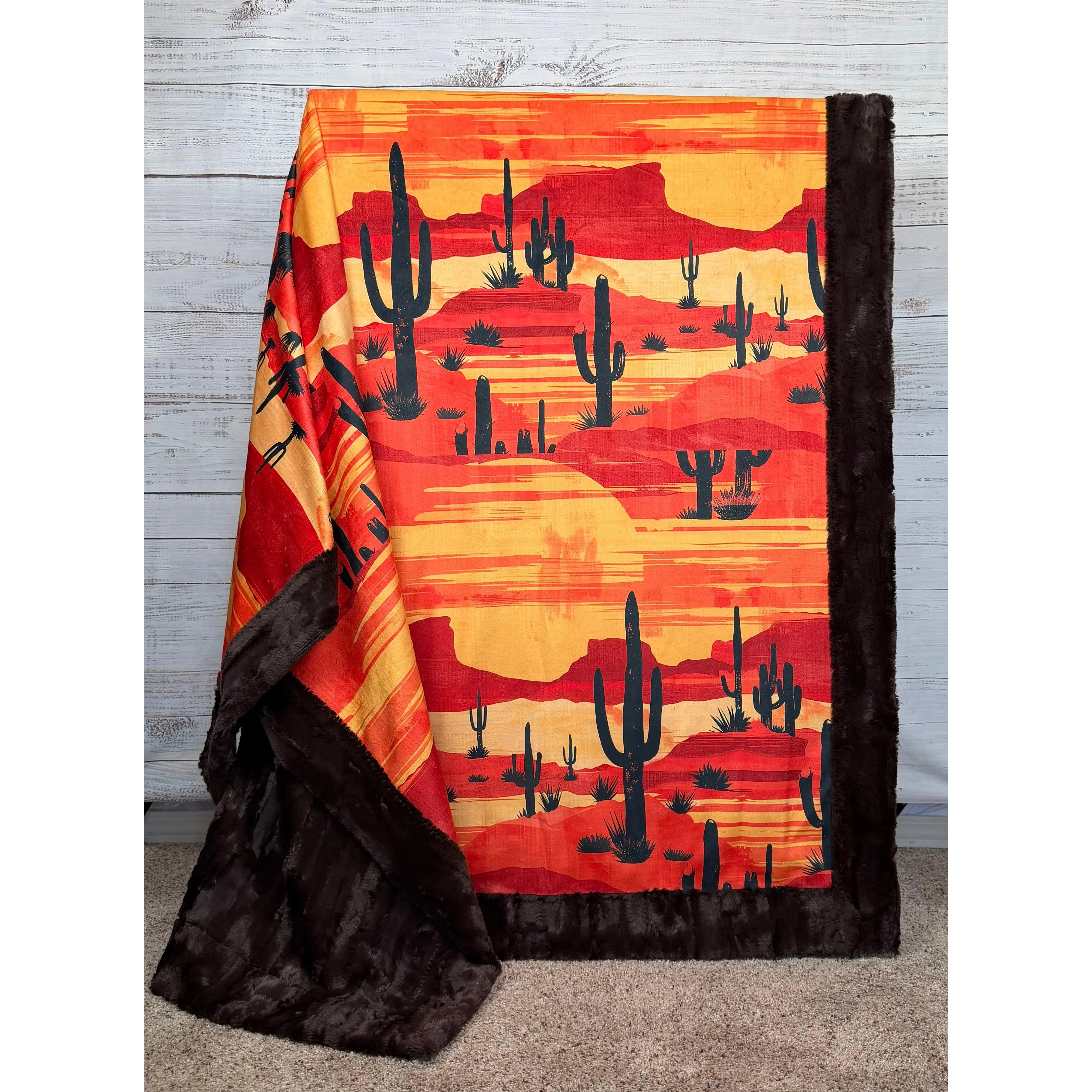 Arizona Landscape on Brown Luxe Large 59x79 Minky Blanket