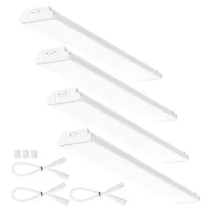 VEVOR 4FT LED Wraparound Light, 50W, 5500LM Flush Mount LED Shop Light, 4 Pack 6500K Daylight LED Kitchen Ceiling Lighting Fixtures, for Garage Office Laundry Fluorescent Tube Replacement, FCC