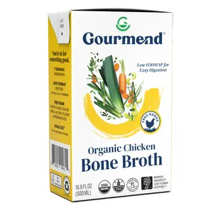 Gourmend Foods Organic Unsalted Chicken Bone Broth – 7 Ingredients, Low FODMAP, Filler Free, Gluten Free, Onion & Garlic Bulb Free