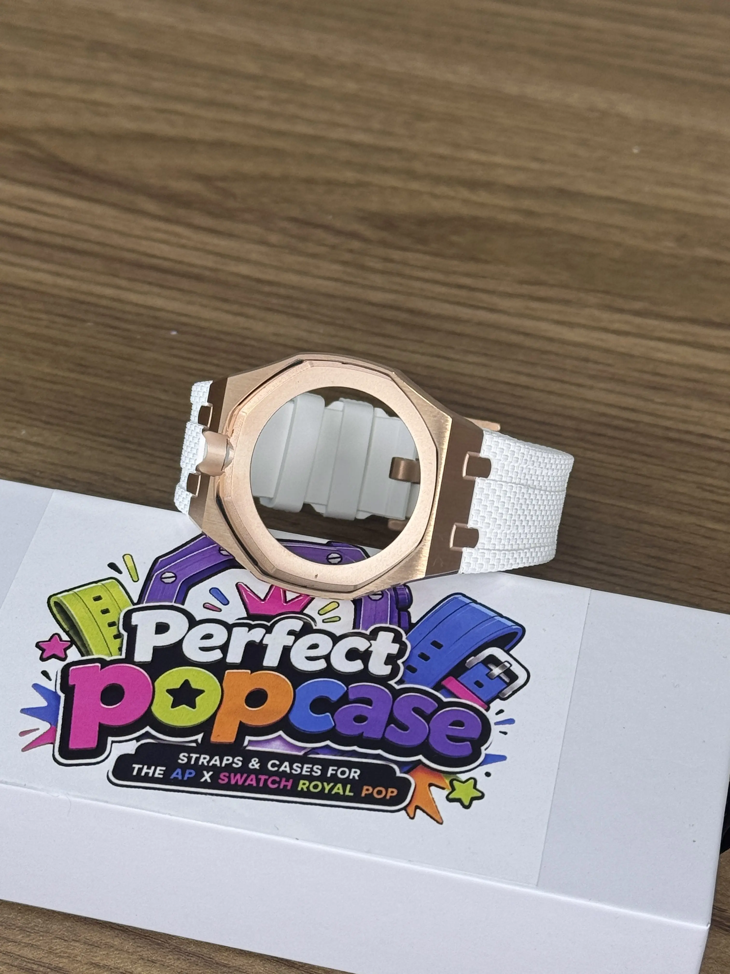 ROSE GOLD w Rubber Strap for AP x Swatch Royal Pop PVD Finish--LifeTime Warranty
