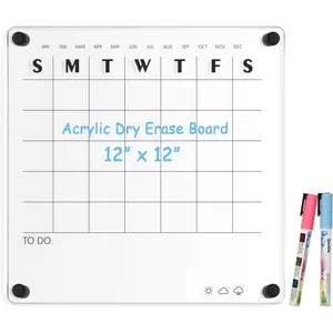 Calendar for Wall Whiteboard, 12" x 12" Weekly Clear Dry Erase Board, Small Planning Board White Board for Wall, , Office, School