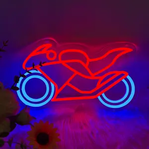 【Motorcycle Neon Signs】Dimmable LED Neon Light Sign,Room Wall Hang Light Decor for Man Cave,for Boys, Bar, Hotel, VIP Room, Home Decoration