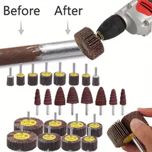 A Set of 24 Pcs Abrasive Flap Wheel Sander,80 Grit Sanding Flap Wheel,1/4" Shank Flap Wheel Sander for Drill,Die Grinder Flap Wheel for Remove Rust,Tools & Hardware