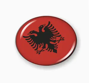 BestLicensePlateFrames Flag of Albania | 3D Domed CAR Emblem Badge Sticker Round