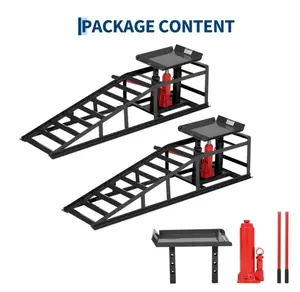 2-Pack Hydraulic Car Ramps, 5T/11000 lbs Capacity Low-Profile Car Lift with Adjustable Height (9.4"-13.34") for Trucks, Trailers, and Auto Repair in Garage, Black