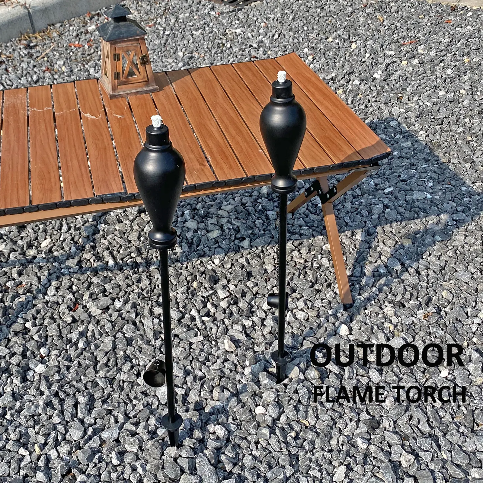 6 Pack Metal Citronella Torches Outdoor, 61 Inch Tall Garden Torches for Outside, Flame Metal Torches, Matte Black Refillable Outdoor Torches with Grounded Stake for Backyard Pathway Patio Party Garden Torches with Stake Sturdy Metal Outdoor Citronella