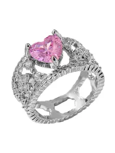 Heart Zircon Ring, Vintage Retro Design, Elegant Jewelry for Women, Perfect for Dates and Outings, Sweet Cool Style, Great Gift for Lovers
