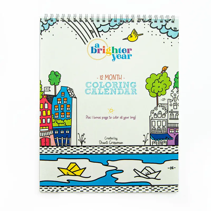 A Brighter Year 12-Month Adults Coloring Calendar - 8x10 in Soft Cover Illustrated Activity Book with Bonus Pages for Creative Relaxation