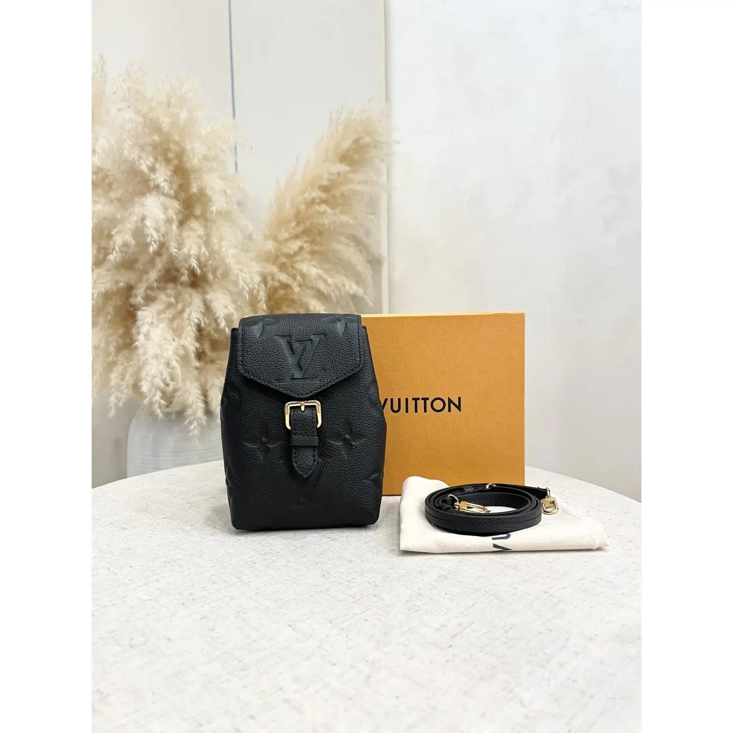 Pre-owned Louis Vuitton Tiny Backpack M80596 in Black Monogram Empreinte Leather XJ037