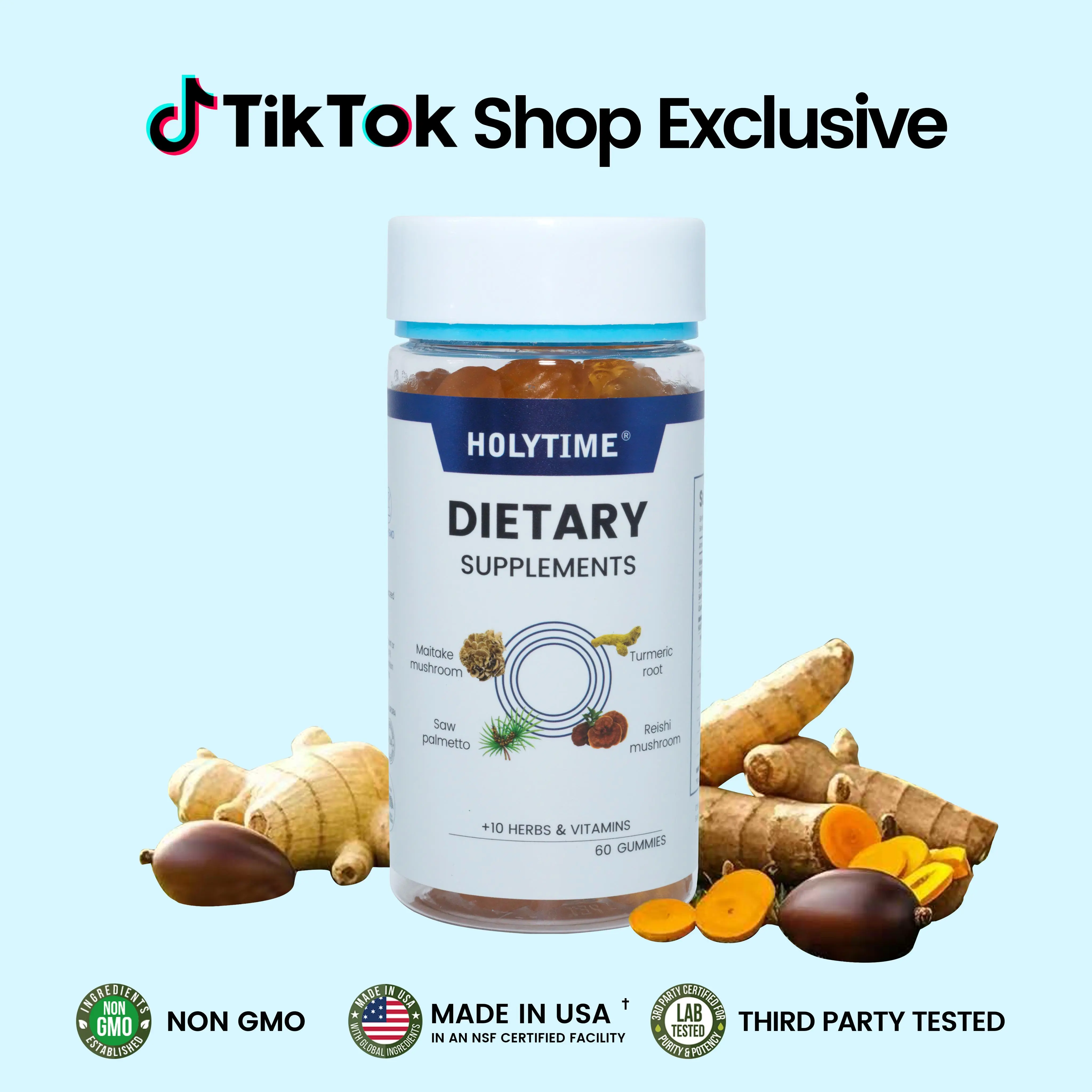 Holytime Prostate Support Gummies – Turmeric, Saw Palmetto, Lycopene & Vitamins –  Prostate, Energy & Antioxidant Support with Turmeric & Lycopene - Lab-Tested for Purity & Doctor Recommendation Healthcare Fitness