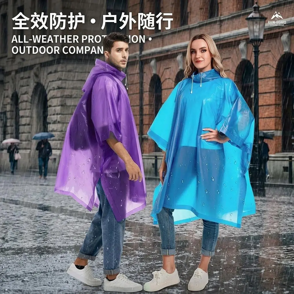 2 Pack Reusable Rain Ponchos for Adults - Heavy Duty Emergency Raincoat with Drawstring Hood Waterproof Survival Gear for Outdoor Hiking Camping Fishing Travel Weather Protection 2 Pack Reusable Rain Ponchos for Adults - Heavy Duty Emergency Raincoat with Drawstring Hood Waterproof Survival Gear for Outdoor Hiking Camping Fishing Travel Weather Protection